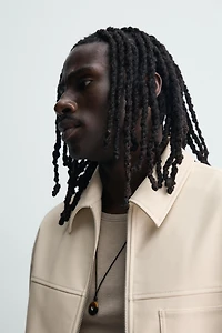 FAUX LEATHER RELAXED FIT OVERSHIRT