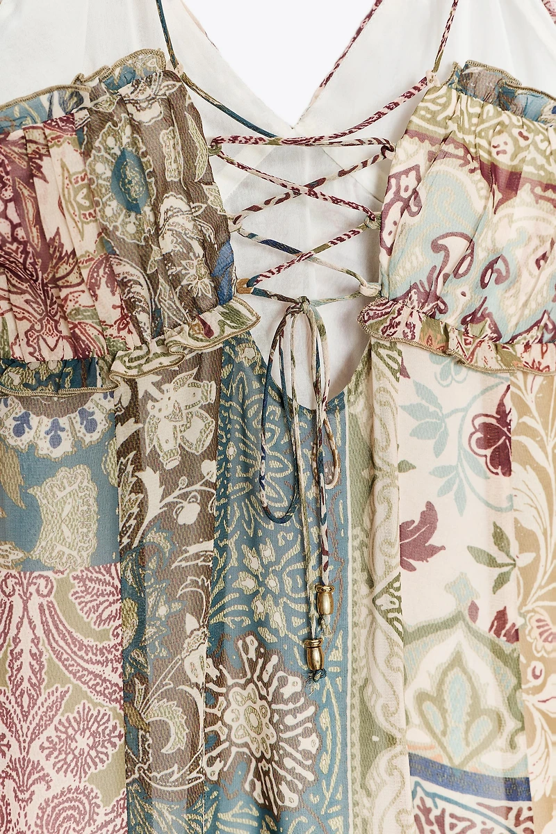 PATCHWORK PRINT MIDI DRESS