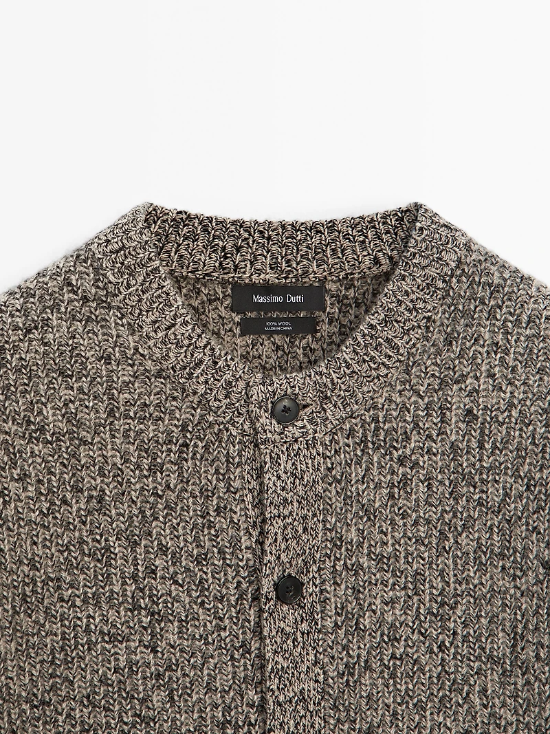 Cardigan en maille chinée 100 % laine