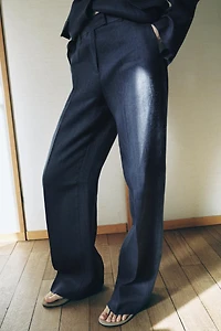 100% LINEN HERRINGBONE PANTS