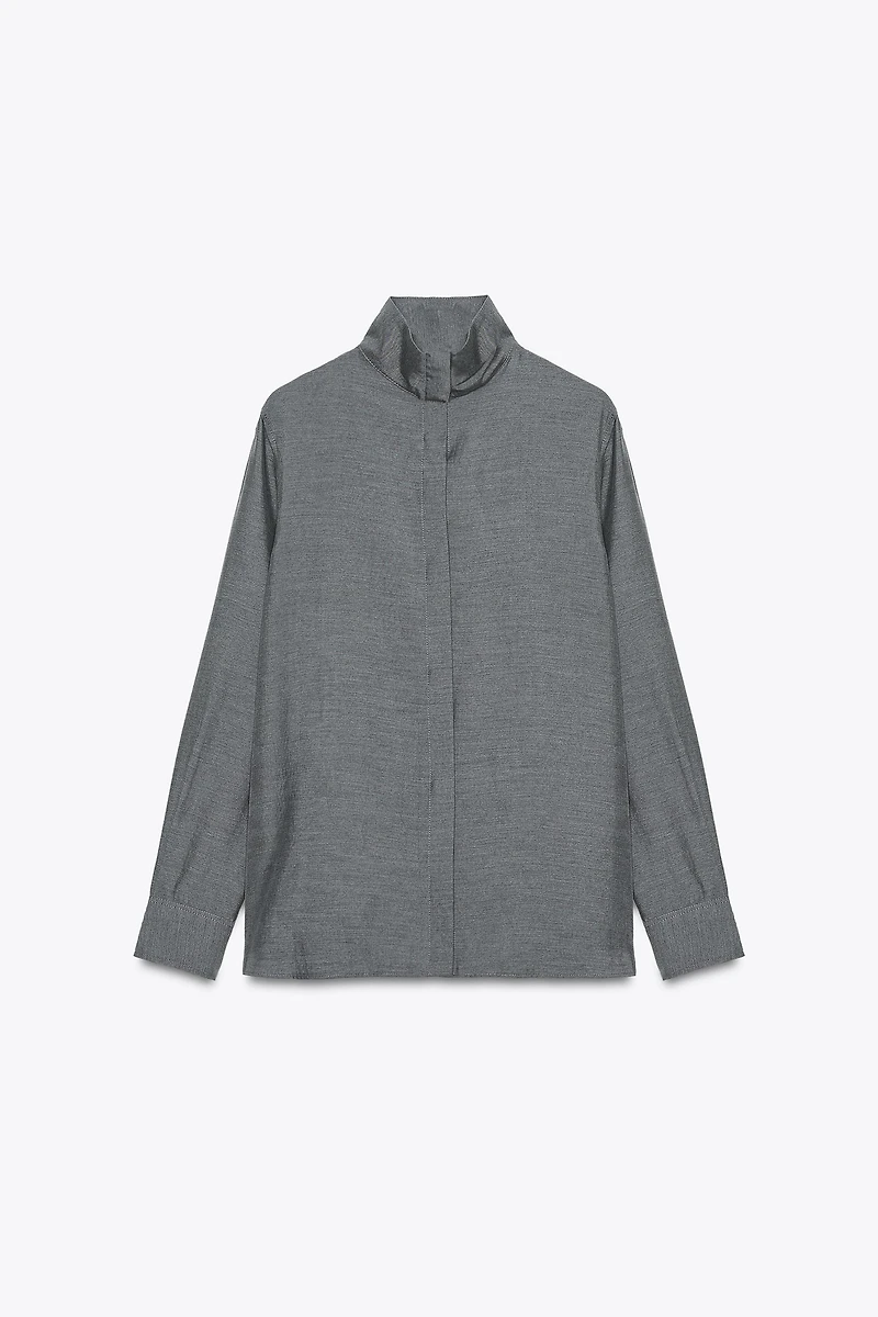 FLOWY HIGH NECK SHIRT