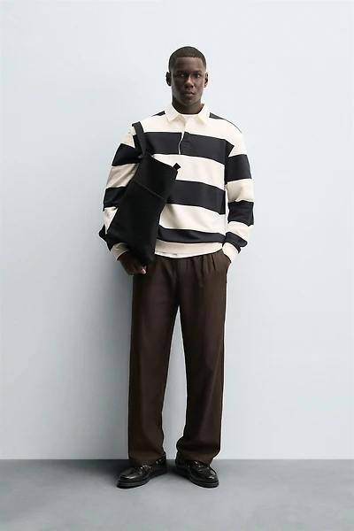 CONTRAST COLLAR POLO SWEATSHIRT