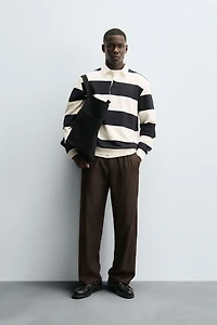 CONTRAST COLLAR POLO SWEATSHIRT