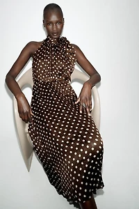 TIED POLKA DOT MIDI DRESS