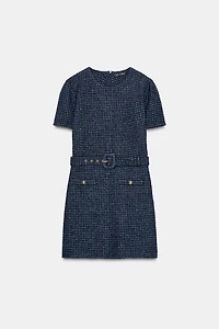 BELTED TEXTURED DRESS