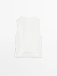 Linen blend waistcoat with tie detail