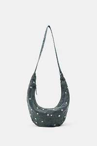 DAISY EMBROIDERED DENIM CROSSBODY BAG