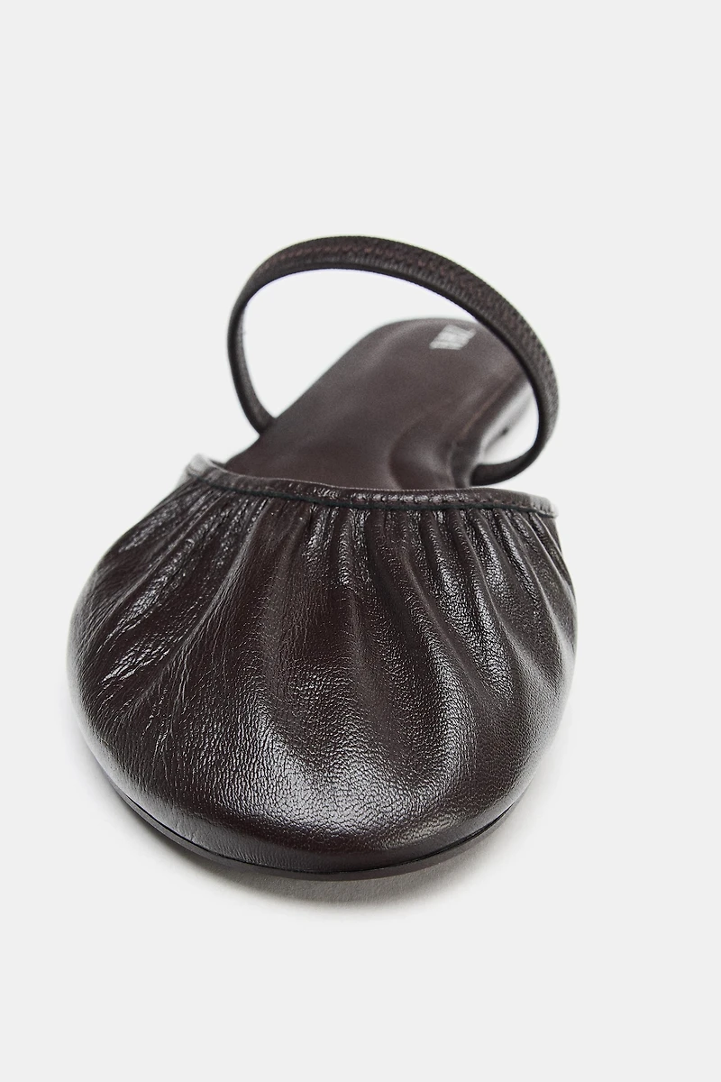 LEATHER SLINGBACK BALLET FLATS