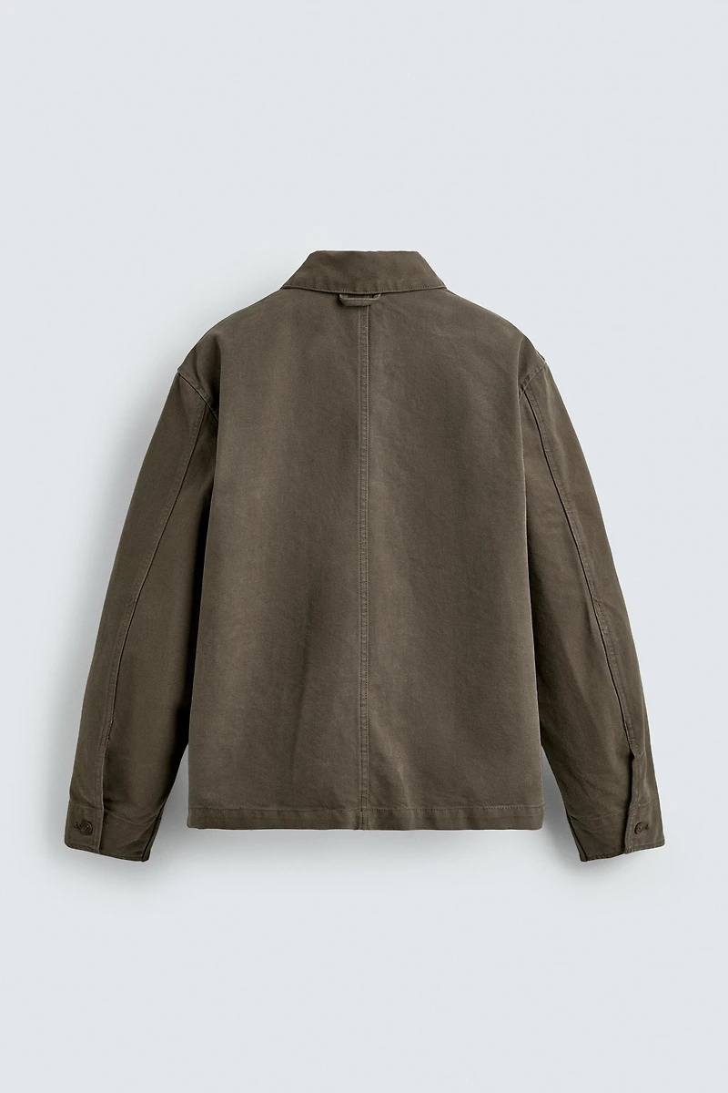 WASHED CANVAS RELAXED FIT OVERSHIRT