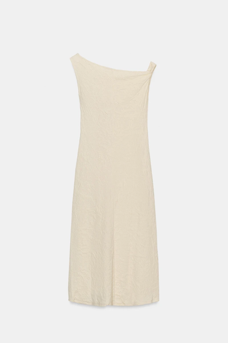 PLEATED JACQUARD DRESS