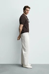 LINEN BLEND KNIT POLO SHIRT