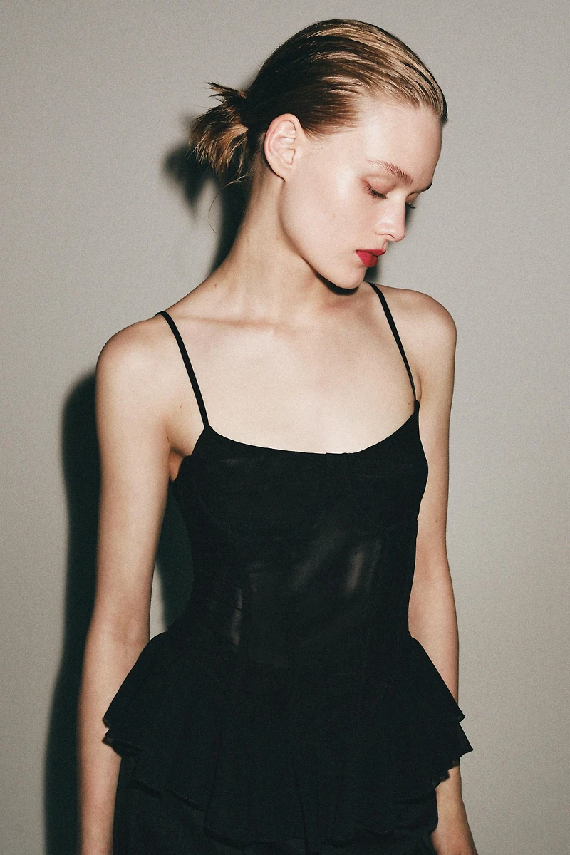 CORSET TULLE À VOLANTS
