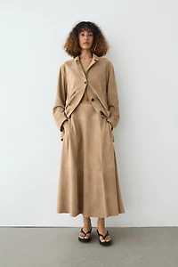 Blazer 100 % cuir et daim avec poches