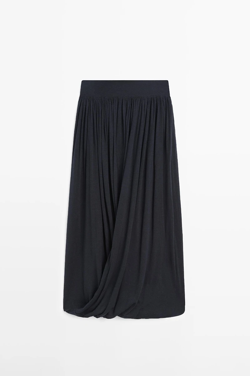 Draped balloon midi skirt
