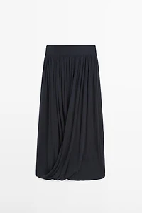 Draped balloon midi skirt