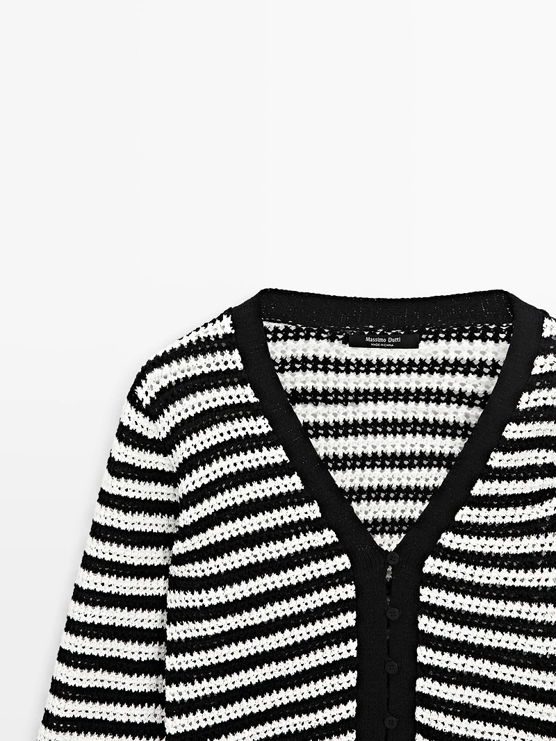 Striped knit cardigan