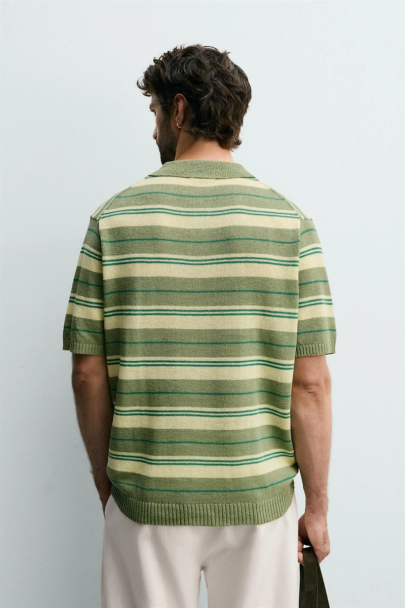 STRIPED JACQUARD KNIT POLO