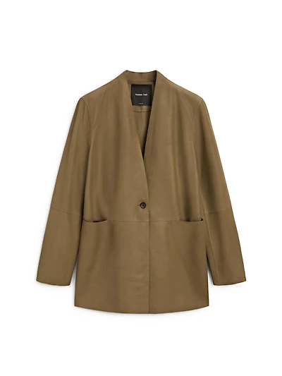 Blazer détail bouton 100% cuir effet daim - STUDIO