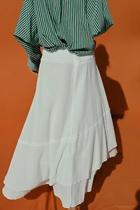 JUPE ASYMÉTRIQUE EN TISSU RUSTIQUE