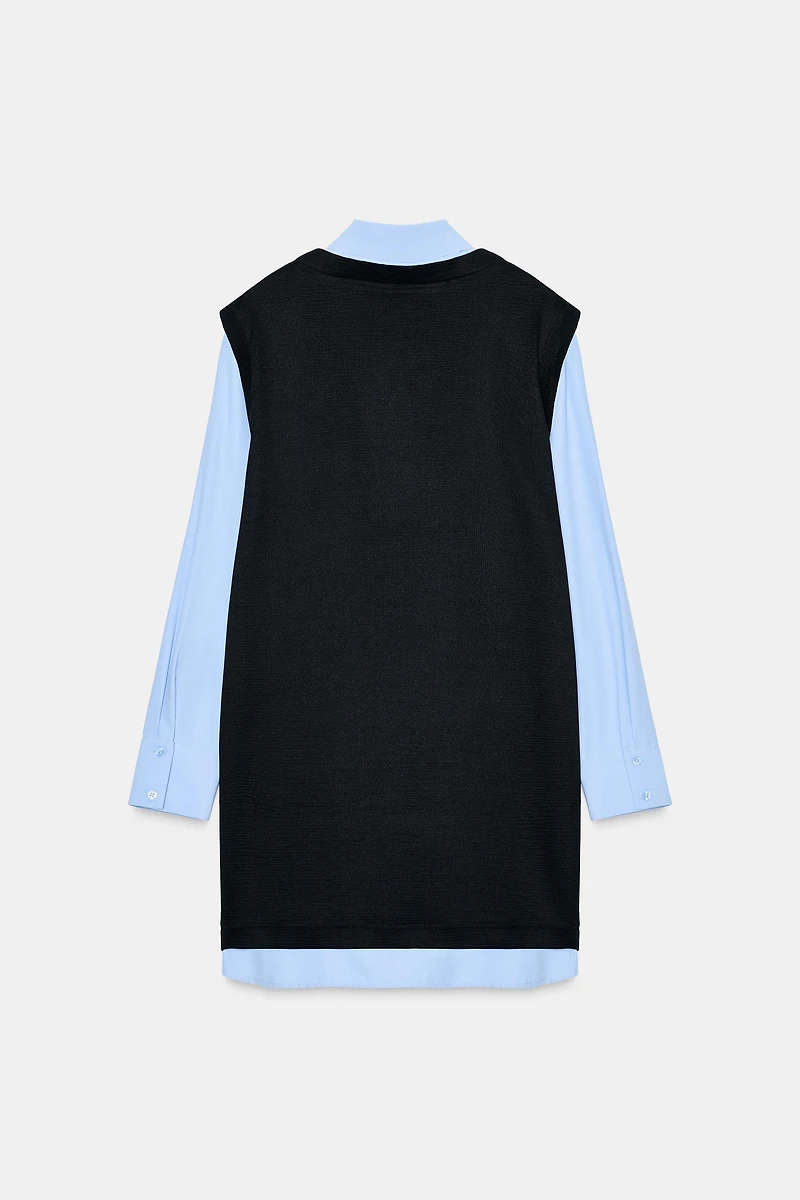 COMBINED POPLIN MINI DRESS