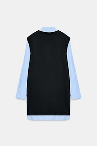 COMBINED POPLIN MINI DRESS