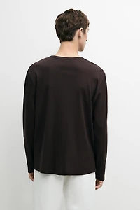 100% cotton long sleeve henley T-shirt