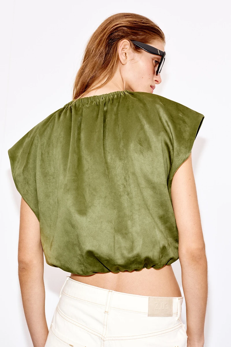 FAUX SUEDE BALLOON TOP