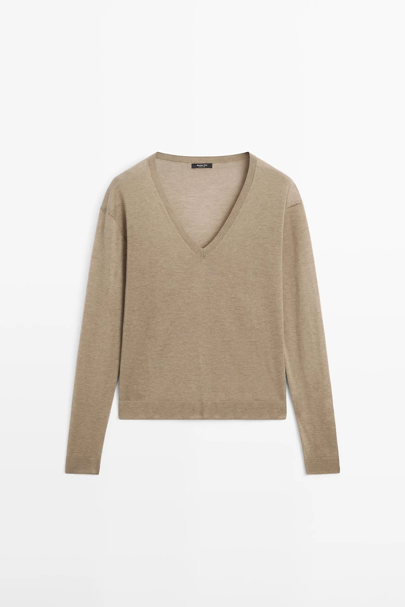 Silk and wool blend knit sweater