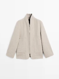 Zip-up wool blend coat