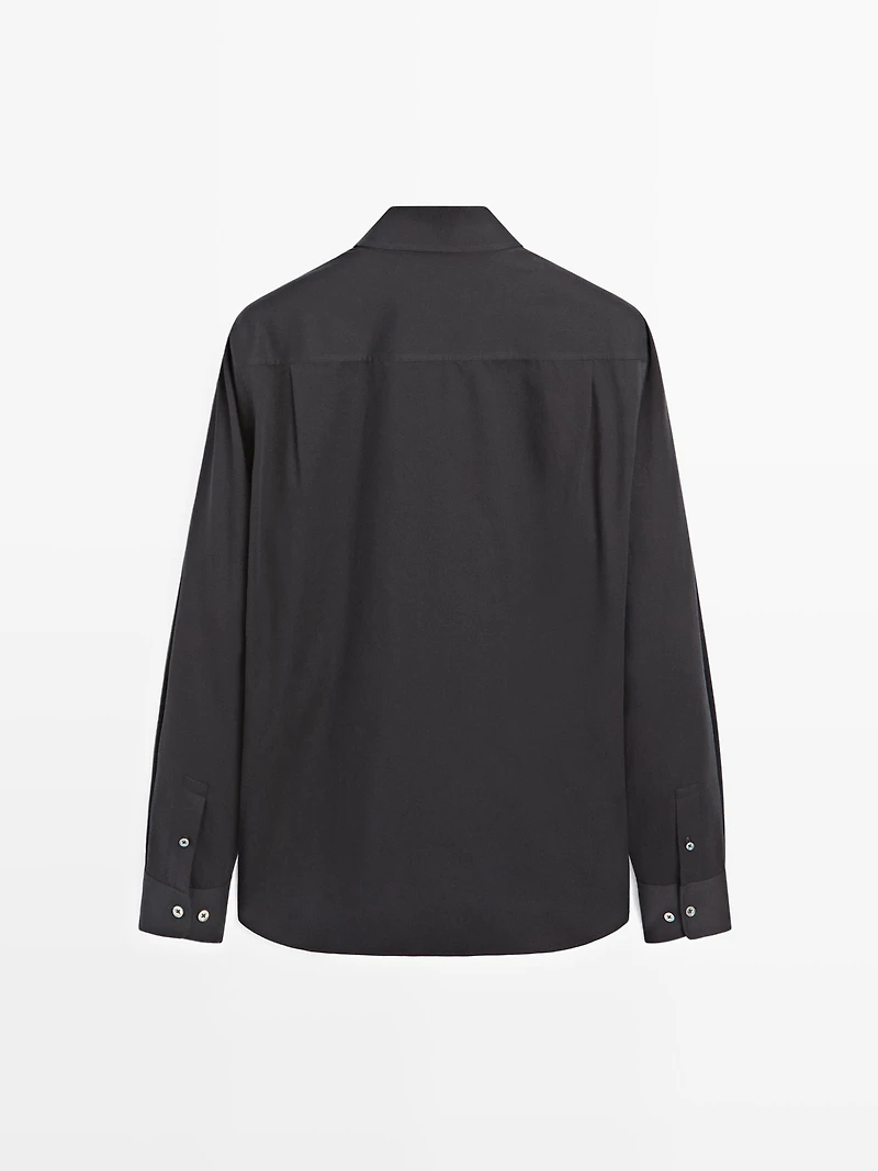 Regular fit cotton blend shirt