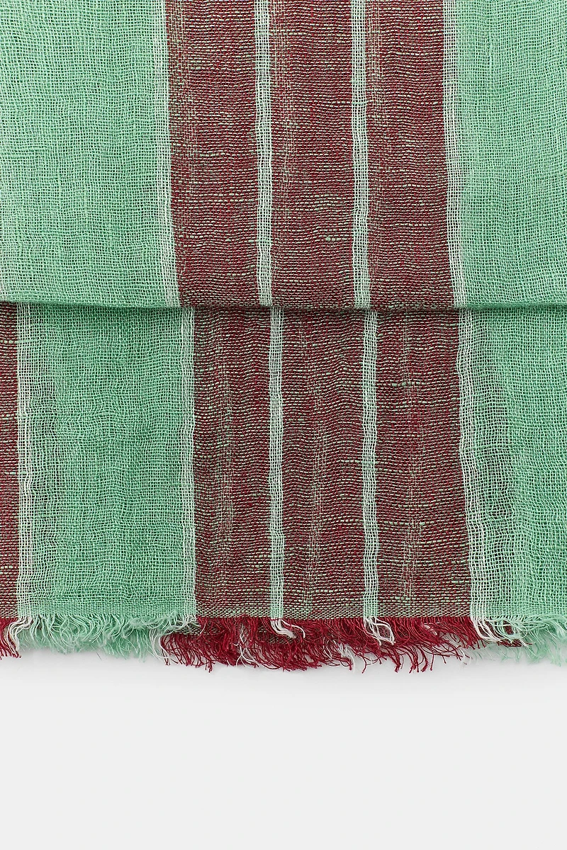 FOULARD 100 % LIN À IMPRIMÉ RAYURES