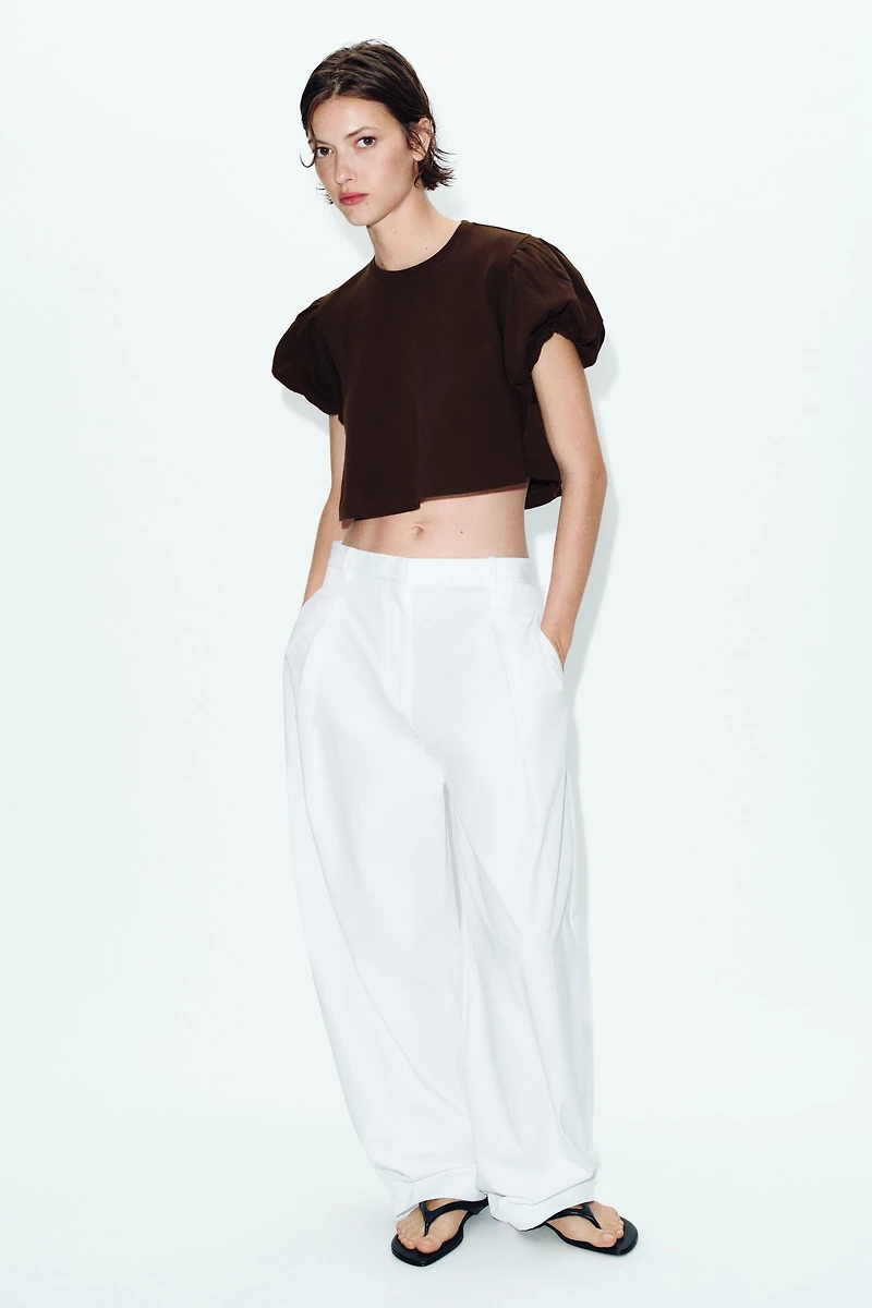 CROPPED VOLUMINOUS SLEEVE T-SHIRT