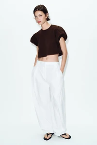 CROPPED VOLUMINOUS SLEEVE T-SHIRT