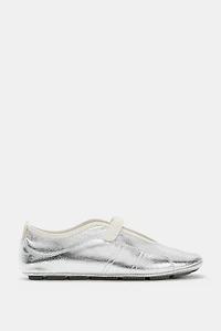 METALLIC LEATHER SPORTY BALLET FLATS