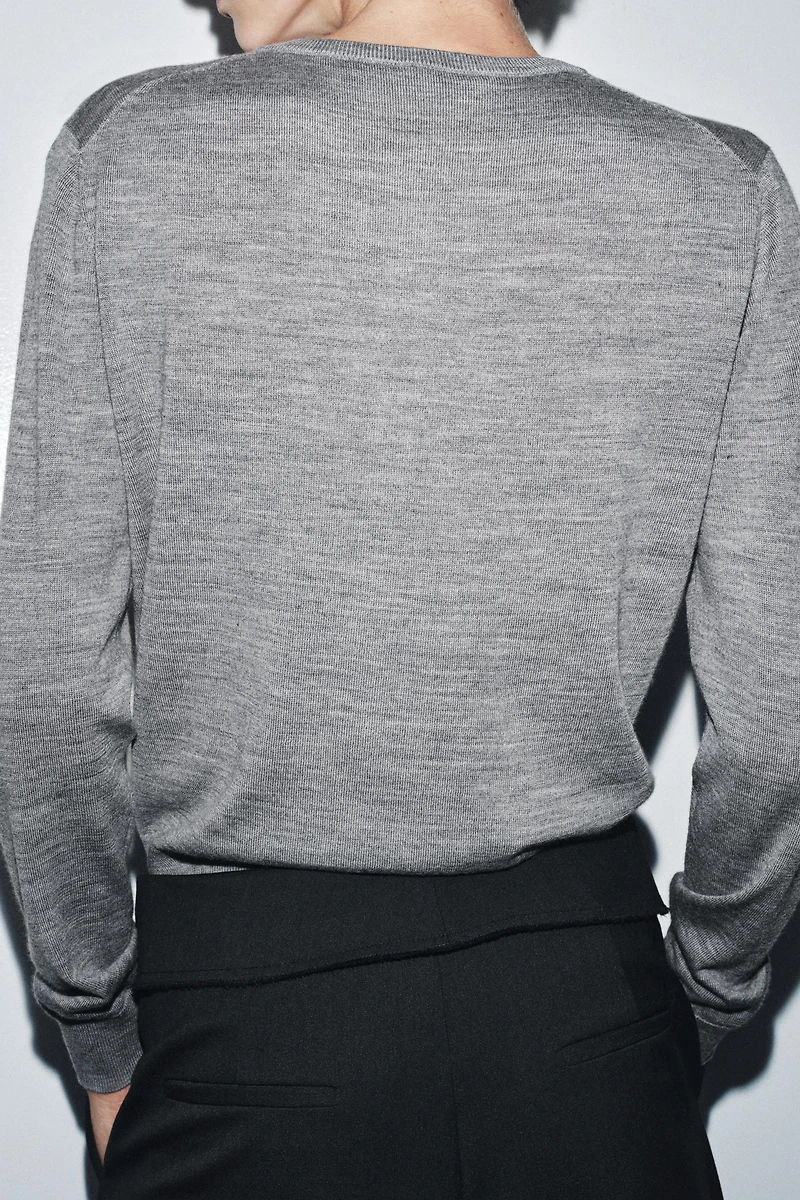 100% WOOL PLAIN KNIT JACKET