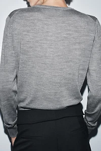 100% WOOL PLAIN KNIT JACKET