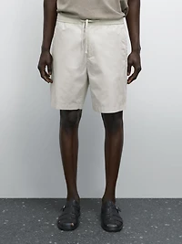 Jogger-fit poplin Bermuda shorts