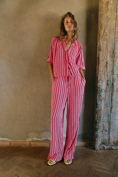 PANTALON LARGE À RAYURES