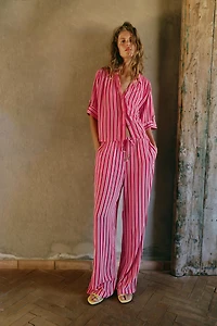 STRIPED WIDE LEG PANTS