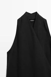 Draped surplice top with corset belt detail