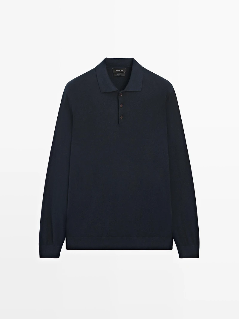 Pull polo en maille de coton