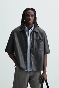 FAUX LEATHER OVERSHIRT