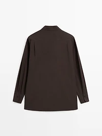 Asymmetric button-up poplin shirt