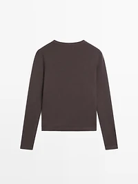 Ribbed long sleeve melange T-shirt