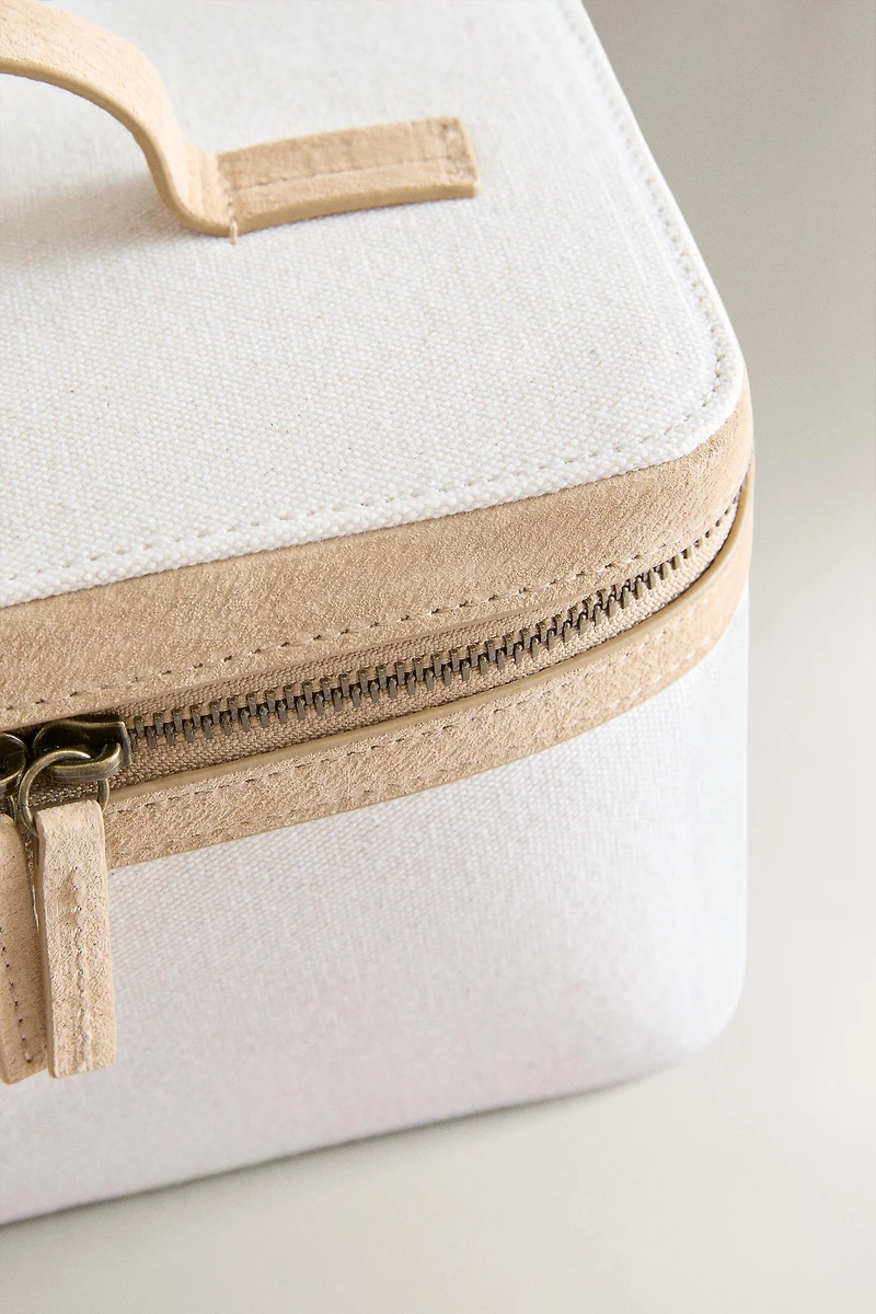 RIGID CANVAS LEATHER MAKEUP BAG