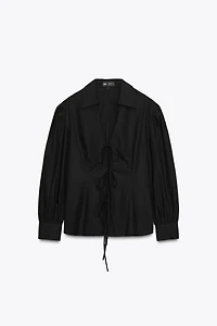 POPLIN SHIRT WITH TIES ZW COLLECTION