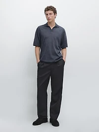 Knit V-neck polo shirt