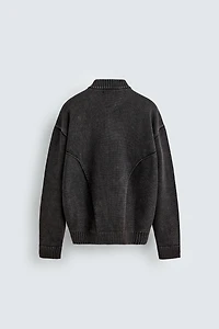 BLOUSON BOMBER EN MAILLE DÉLAVÉE