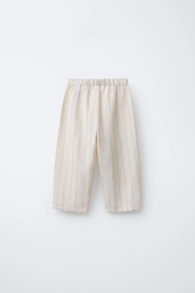 TEXTURED STRIPED STRAIGHT PANTS