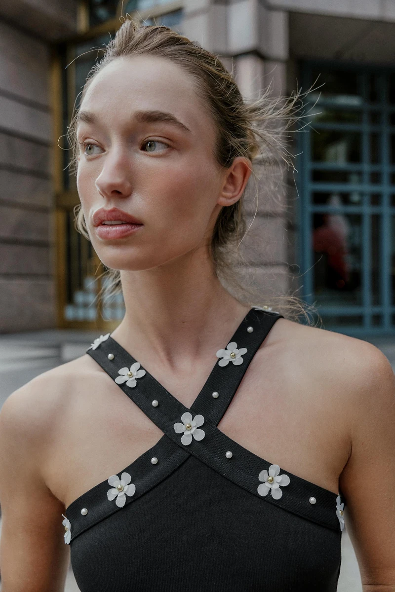BODY HALTER STRETCH FLEURS